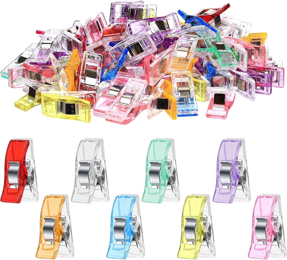 Naaiklemmen set van 130 - Veelkleurige kunststof clips voor naaien, quilt en haken — afbeelding 1