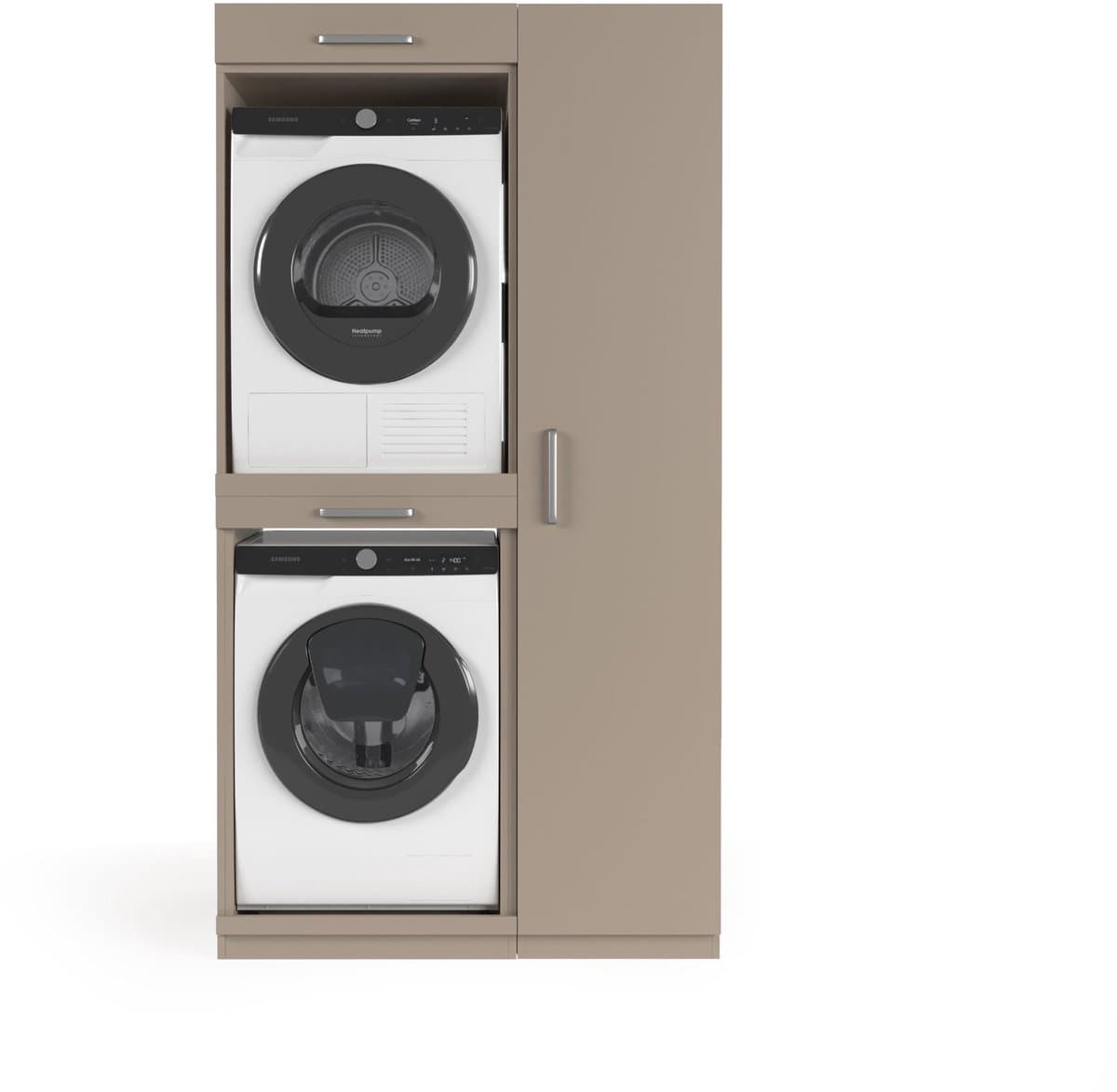 Wasophoogte® Wasmachine Kast New York - Wasmachine verhoger - Wasmachine ombouw - 700(D)*1115(B)*2110(H) mm - Taupe — afbeelding 1