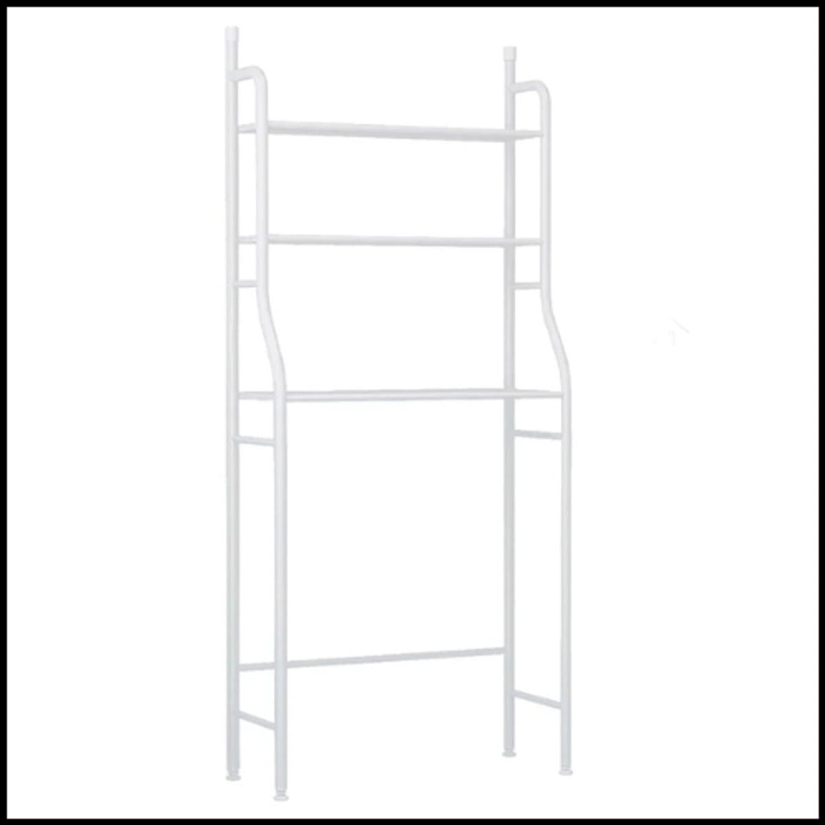 Wasmachine rek 68x25x155 cm – badkameropberger – multifunctionele 3-laagse opslag – perforatievrij – huishoudelijk rek – wit – stabiel en ruimtebesparend — afbeelding 1