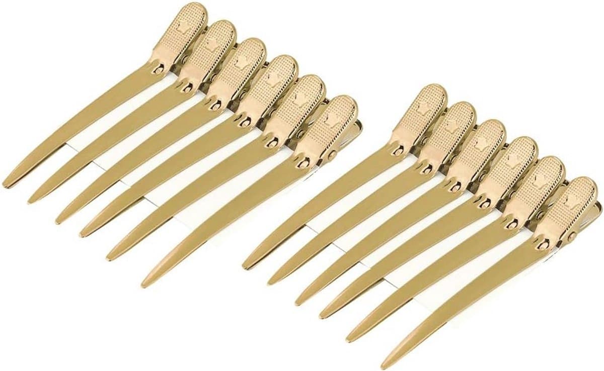 12x Antislip Kappershaarclips Goud - Professionele Vlinderklemmen voor Knippen en Verven — afbeelding 1