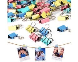 150 Stuks Mini Klapclips - 15mm Metaal Papieren Clips - Geleurde Binderclips voor Wanddecoratie en Foto's