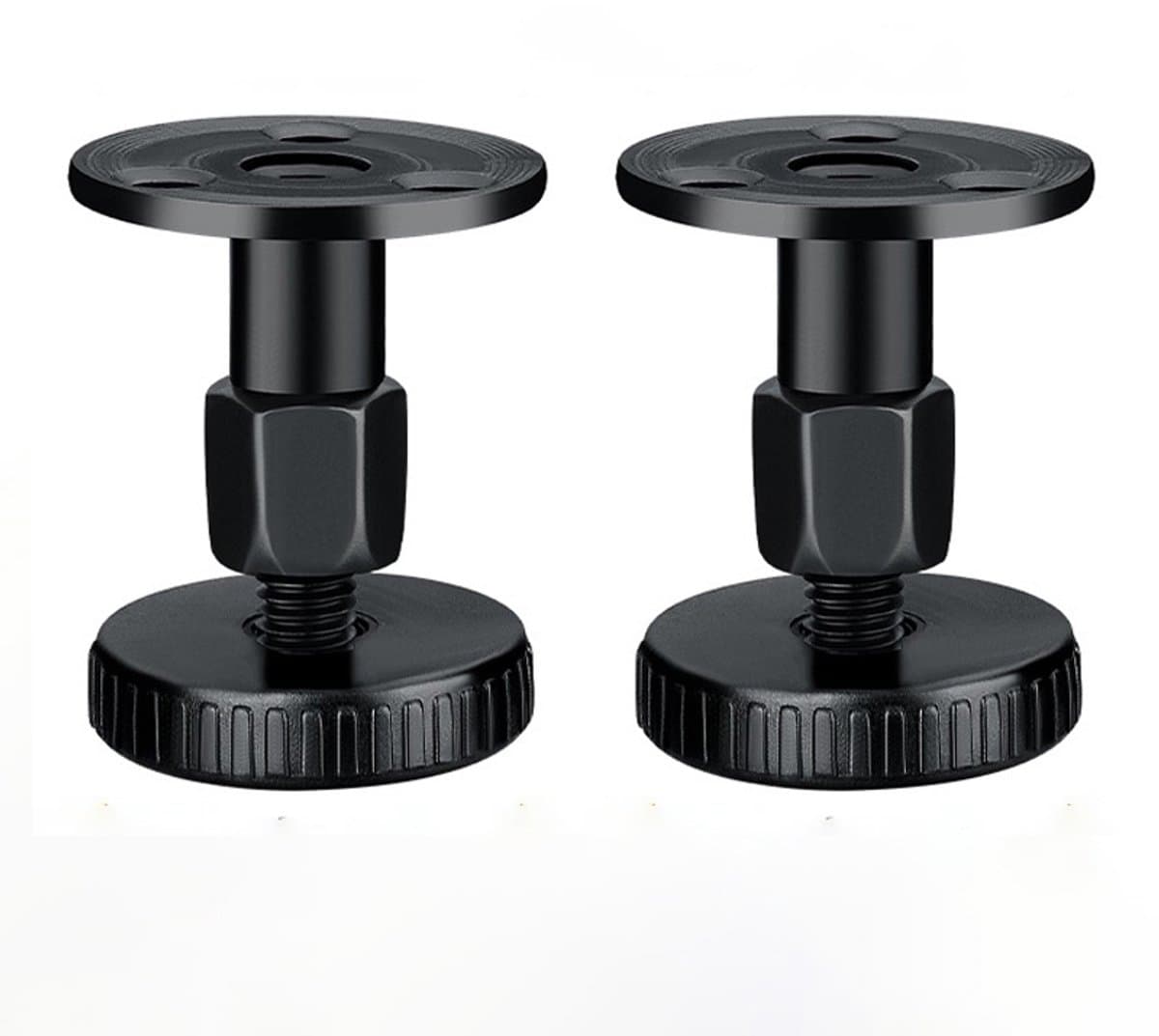 2-stuks Hoofdeinde Stabilisatoren - Hoofdbordstopper - Anti-schudhulpmiddel voor naast het bed - Verstelbaar bedframe - Inclusief lijm, schuimrubberen kussentjes en schroeven - 47-64 mm - Geschikt voor bedden, kasten en banken - Zwart — afbeelding 1