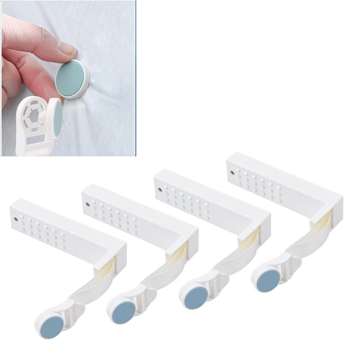 4 stuks Dekbedpinnen - Bed Sheet Holders - Quilt Clips - Dekbedovertrek Clips - Attachment Comforter - Quilt Fixing Clips - Om rommelige lakens te organiseren — afbeelding 1
