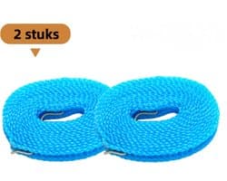2-delige waslijn voor buiten - Geen boren nodig - Vaste gesp voor winddichtheid en antislip - Ideaal voor het drogen van kleding en dekens - 5 m - Blauw — afbeelding 1
