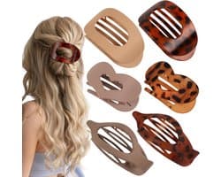 6x Platte Haarspeld voor Dames - Sterke Grip & Ergonomische Grote Klem voor Dik en Dun Haar