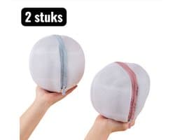 2 stuks - Waszakken - BH Waszak - Beha met aparte vakjes- Extra Sterk Wasbeschermingsnet - Machinewasbaar met Ritssluiting - Roze en blauw