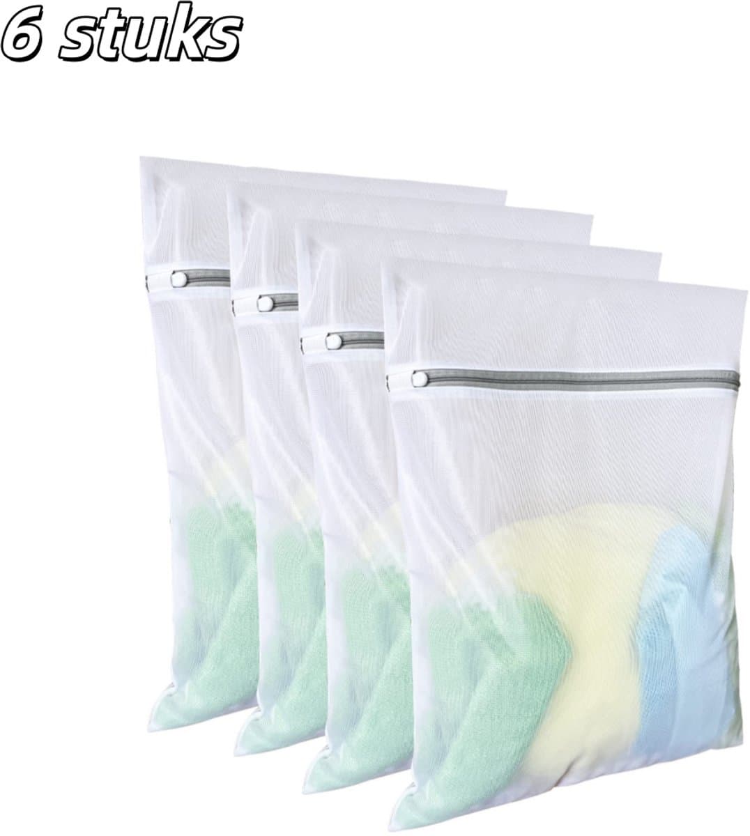 6 stuks - Waszakken - Set waszakken van gaas - Geschikt voor het wassen van delicate kledingstukken, ondergoed, sokken en opslag tijdens het reizen - Middelgroot formaat 40*50 cm - Wit — afbeelding 1