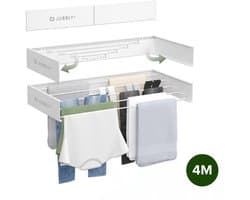 Jubbly® - Wanddroogrek 80cm - Wasrek Inklapbaar - Wasrek Hangend - Droogrek - Inklapbaar Droogrek - Droogrek Muur - 4 Meter Drooglengte - Wit — afbeelding 1