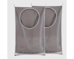 Hangende wasmanden - 3-pack - 120L - Oxfordstof - Grijs - Opvouwbare hangende waszakken - met kleefhaken