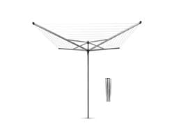Brabantia Topspinner Droogmolen - met Metalen Grondanker - 50 m - Metallic Grey — afbeelding 1