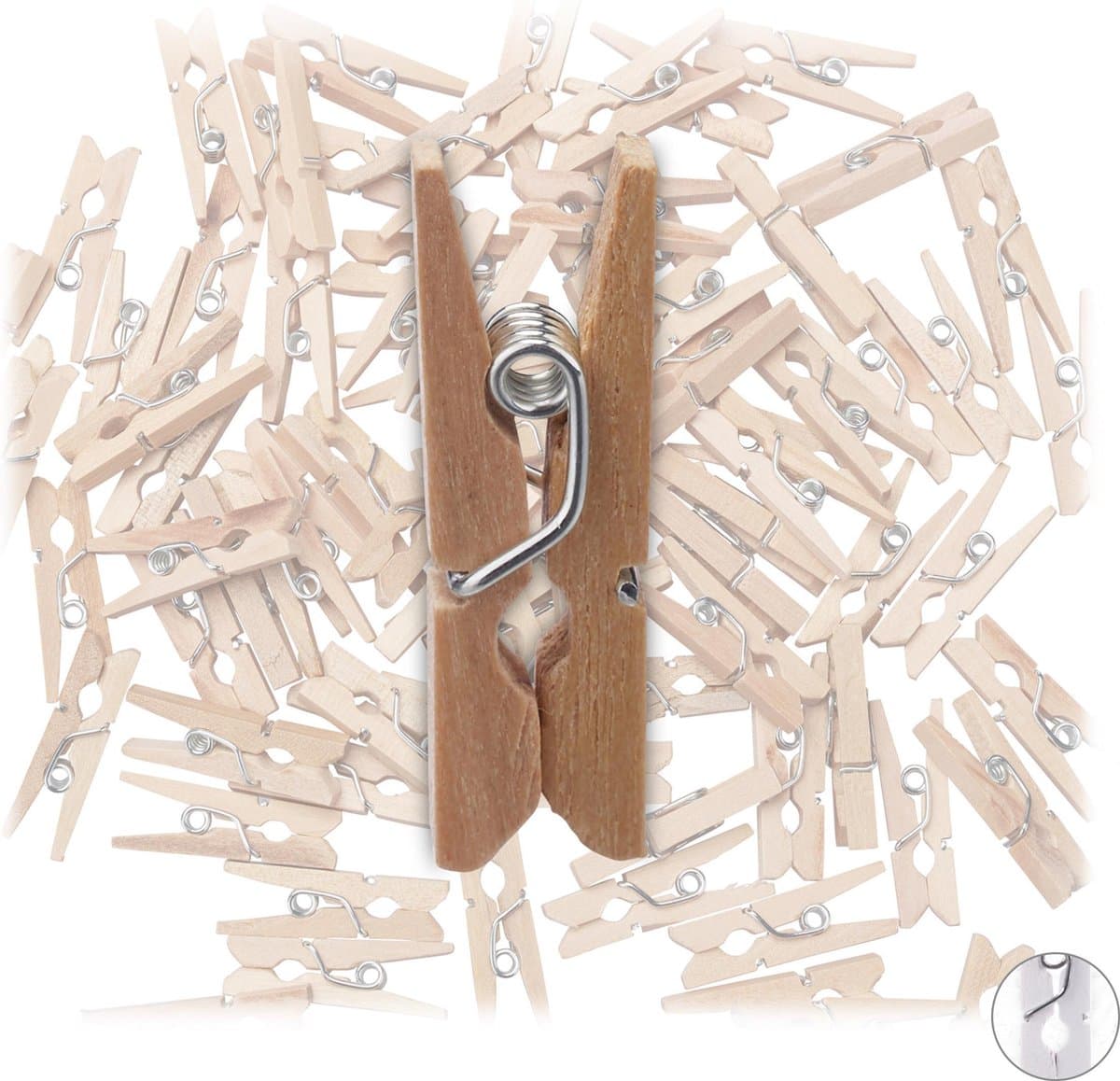 Mini Wasknijpers Hout – 2,5 cm – Foto wasknijpers – Kaart Wasknijpers - Set van 100 stuks — afbeelding 1