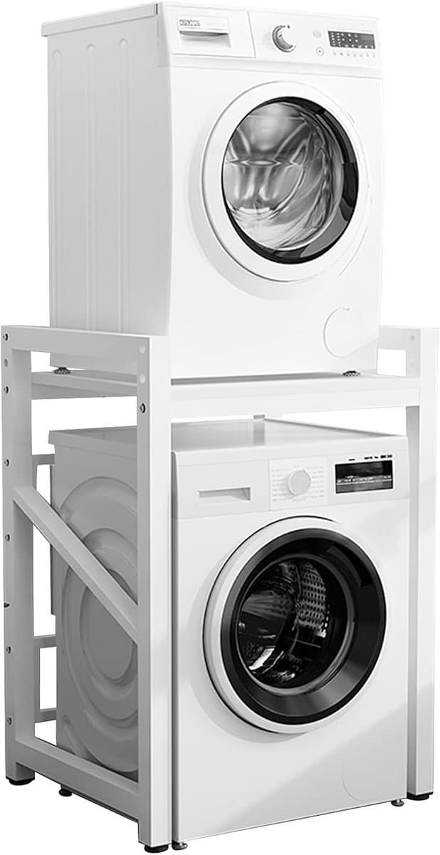 Verstelbaar Metalen Wasmachine Rek met Dubbele Laag - Kast voor Wasmachine, Droger of Vaatwasser — afbeelding 1