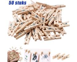 50 stuks wasknijper - kleine houten wasknijpers - Wasknijpers Hout - Knijpers Hout - 3.5*0.7cm - Voor Decoratie & DIY perfect voor het maken van kleine en verfijnde houten decoratieve klemmen Ideaal om foto's aan de muur te hangen