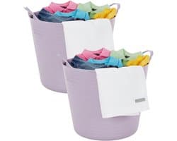 Excellent houseware Flexibele kuip / emmer - 2x - lila paars - 27 liter - kunststof - 42 x 35 cm