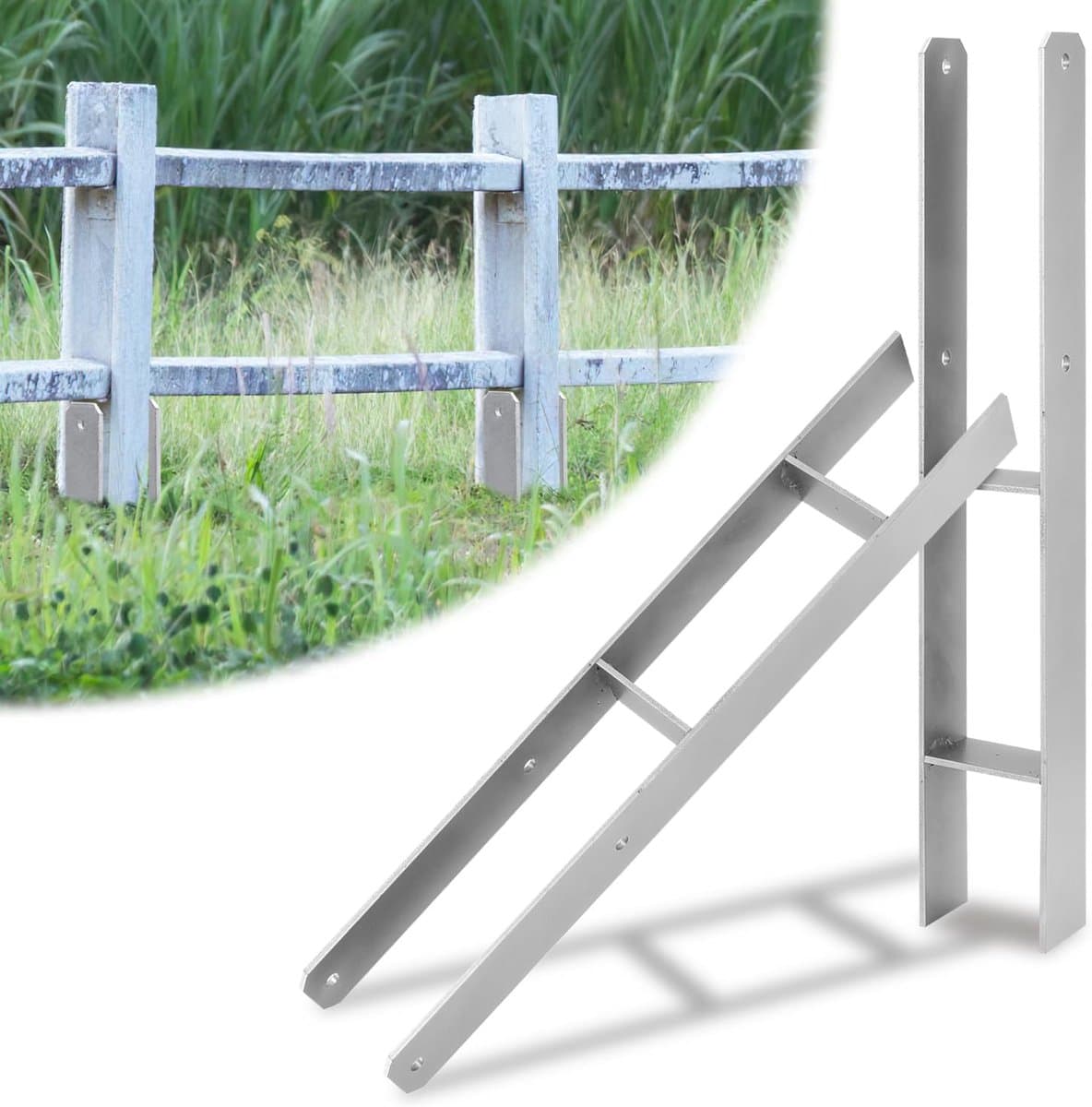 H Paalanker - Paalhouder Grondanker - Stabiele Constructies - Verstelbare Vorkbreedte - 600mm Lengte — afbeelding 1