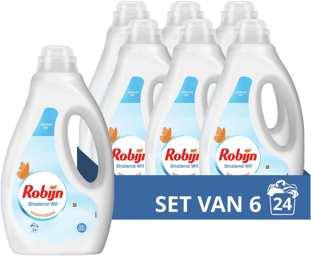 Robijn - Vloeibaar Wasmiddel - Stralend Wit - 6 flessen - 144 Wasbeurten - Voordeelverpakking — afbeelding 1