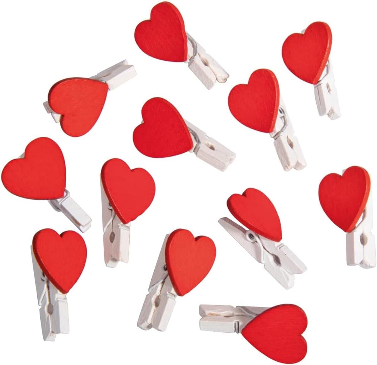 Mini wasknijpers "Hart" Rood-Wit, 50 stuks, 3 cm, Creatieve knutselprojecten, Decoraties, Valentijnsdag, Bruiloft, Moederdag, Cadeau — afbeelding 1
