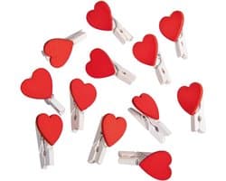 Mini wasknijpers "Hart" Rood-Wit, 50 stuks, 3 cm, Creatieve knutselprojecten, Decoraties, Valentijnsdag, Bruiloft, Moederdag, Cadeau — afbeelding 1