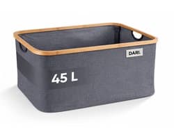 DARI. Opvouwbare Wasmand 45L – Heupwasmand – Wasmanden – Opbergmand – Wasbox – Bamboe – Grijs