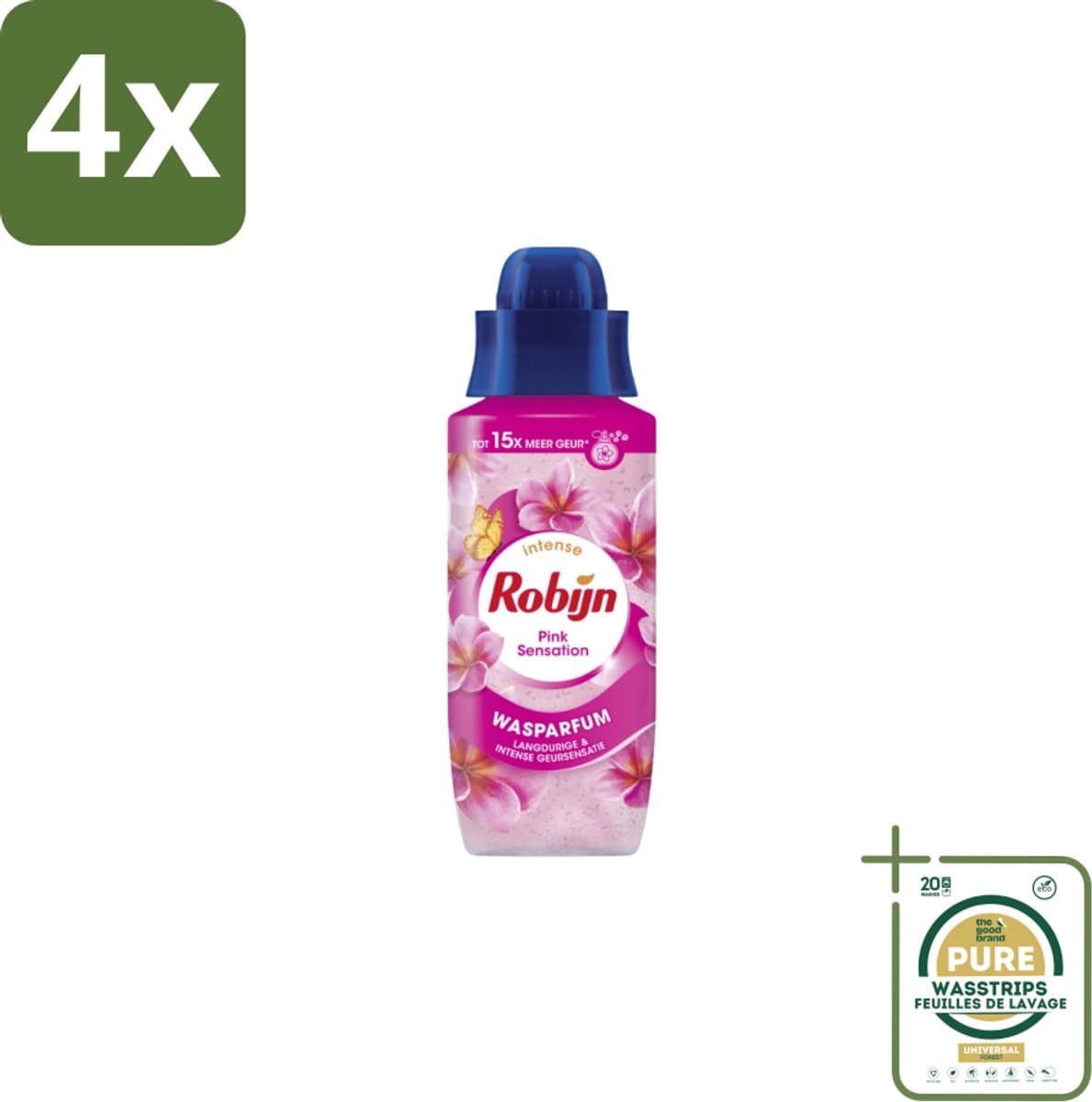 Robijn Wasparfum Pink Sensation 324 ml - Voordeelverpakking - 4 stuks - Geurboost - Wasmiddel — afbeelding 1