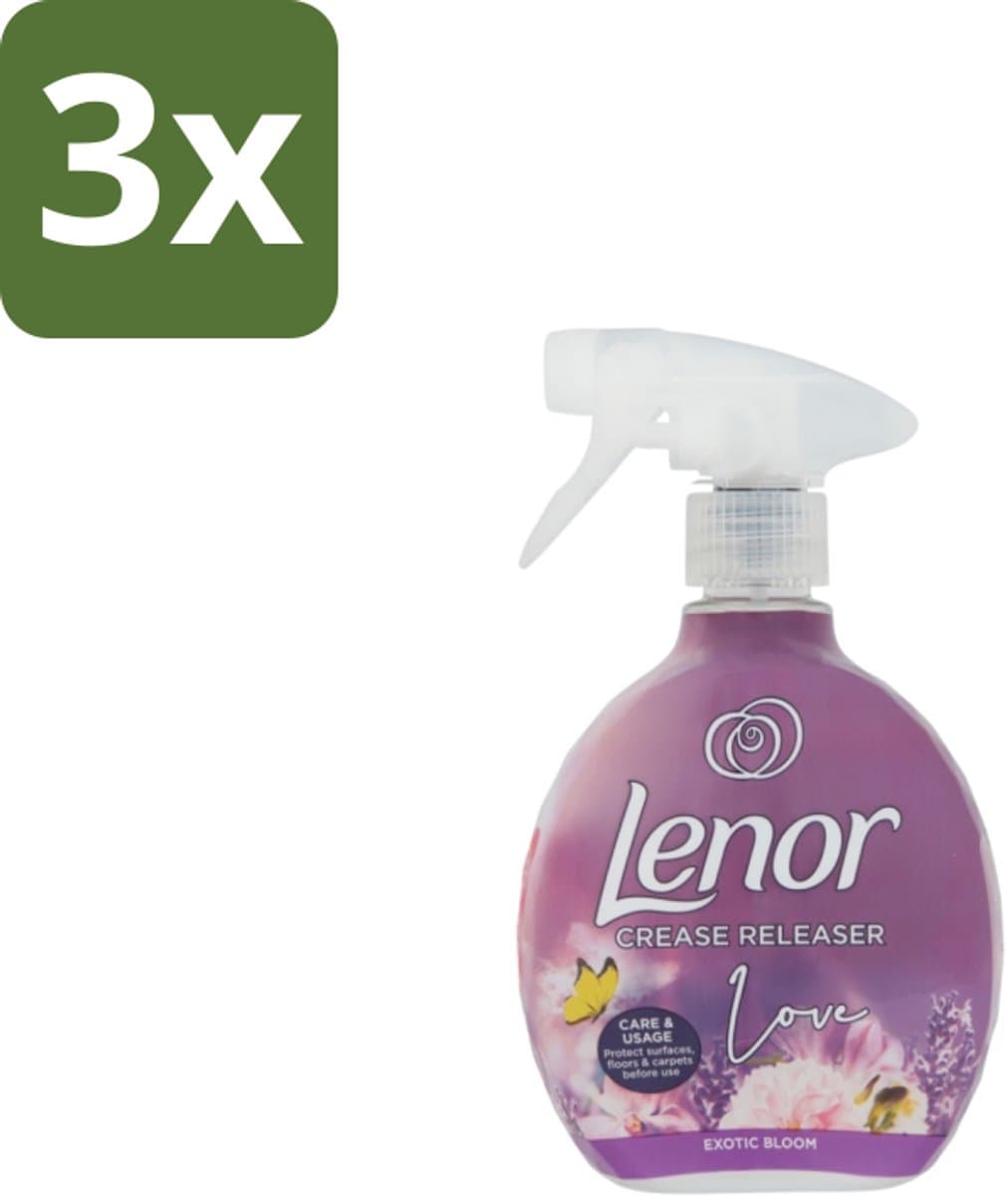 Lenor – Crease Releaser Spray – Love Exotic Bloom – Kreukverwijderaar & Textielverfrisser – 500 ml - Bulkverpakking - 3 stuks — afbeelding 1