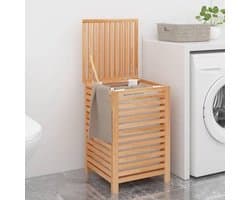 Houten Was Mande - Kleding Opberger - Slaapkamer Organisatie - Verwijderbare Binnenvoering - 45x45x65 cm - Walnoot
