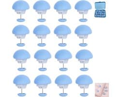 16 stuks - dekbedclips - antislip dekbed bevestigingsset - paddenstoelvormige ronde bevestigingsclips - voor dunne en dikke dekbedden, dekens, lakens, bedrokken, pantoffels, kussens - blauw - 3×2.8cm
