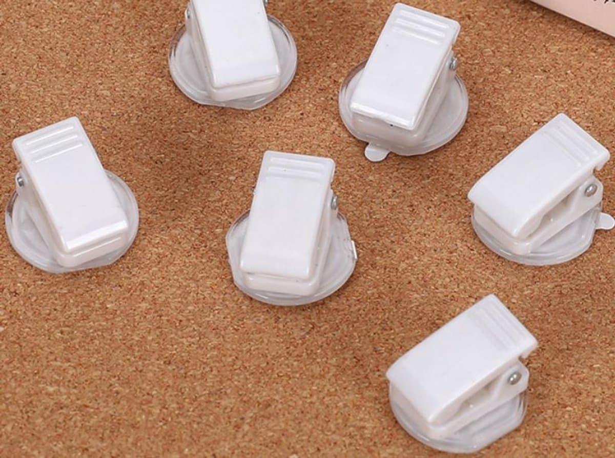 Verpakking van 8 stuks - Acryl/PP-clips - Draaibare clips - Zelfklevende draaibare clips - Kantoorartikelen - Wit — afbeelding 1