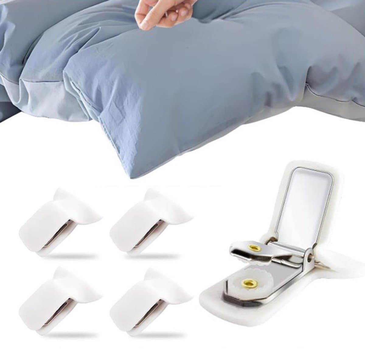 12 Stuks Dekbedclips - Dekbed knijpers - Klemmen - Clips – Dekens - Voor 1/2 persoons dekbed overtrekken - Voorkom dat beddengoedaccessoires verschuiven - Herbruikbaar - Grijs - LOUZIR — afbeelding 1