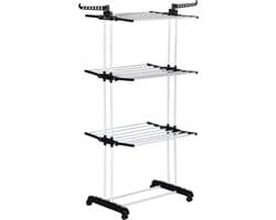 HOMCOM-Wäscheständer-Stahl, Kunststoff-73L x 64B x 177H cm-Schwarz