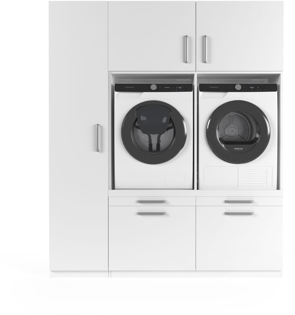Wasophoogte® Wasmachine Kast Lyon - Wasmachine verhoger - Wasmachine ombouw - 700(D)*1780(B)*2110(H) mm - Wit — afbeelding 1