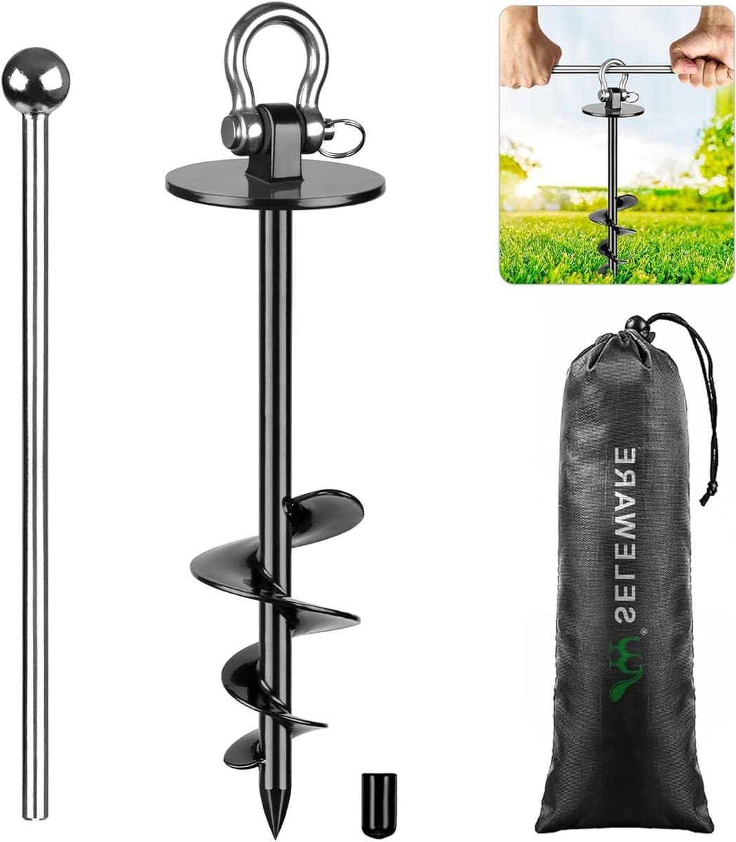 JGS Premium - Tie Out Stake voor Grote Honden tot 220 Lbs - Anti-Roest Hondenanker - Opvouwbare Hondenlijn voor Camping — afbeelding 1