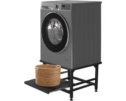 Wasmachine opbouwmeubel Zwart 200 kg belastbaar - 63x54x45.5cm - Wasmachine Verhoger Met uittrekbaar rek