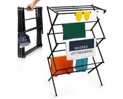 CLGP® Droogmolen met Voet voor Camping & Thuis - Wasrek Staand - Droogrek Inklapbaar - Zwart — afbeelding 1