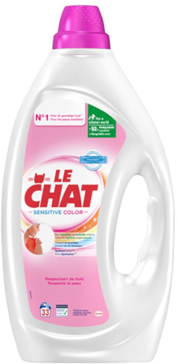Le Chat Vloeibaar Wasmiddel Sensitive Color 33 wasbeurten - 1,485 liter — afbeelding 1