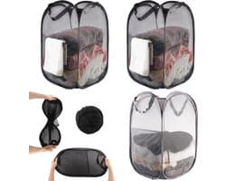 Wasmanden - wasmand opvouwbaar-Opvouwbare wasmand Pop-up wasmand - Opvouwbare wasmand - Draagbaar en duurzaam-Geschikt voor badkamer - Camping - College - Kamer en reizen - Wasgoed (Zwart - 36*36*58 cm-Drie pakketten)