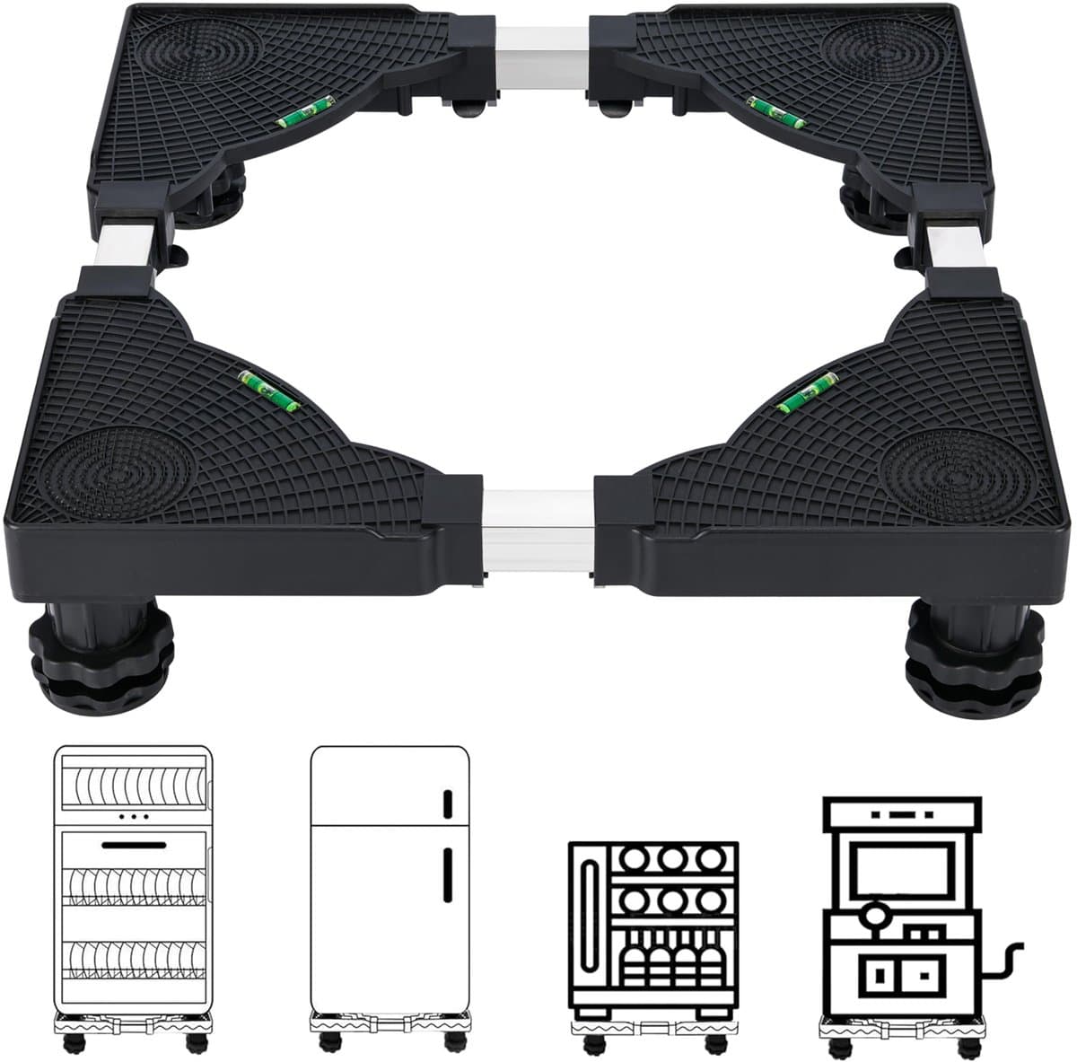 Wasmachine Verhoger - Stevige Basis voor Keukenapparaten | 300KG Draagkracht | Anti-Slip & Verstelbaar | Voor Koelkast, Droger & Vaatwasser | Zwart — afbeelding 1