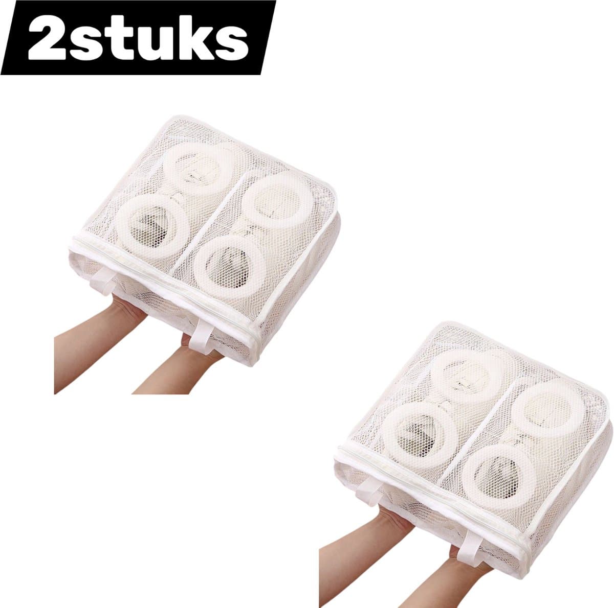 2 artikelen - Schoenwaszakken - Mesh schoenwaszakken - Mesh schoenwaszakken voor sneakers - Verdikt - Hangend drogende meshzak - Geschikt voor sneakers, sportschoenen en slippers - Machinewasbaar - Vormvast — afbeelding 1