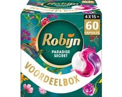 Robijn Wasmiddel - 3-in-1 Wascapsules - Color Paradise Secret - 4 x 15 stuks - 60 Wasbeurten - Voordeelverpakking