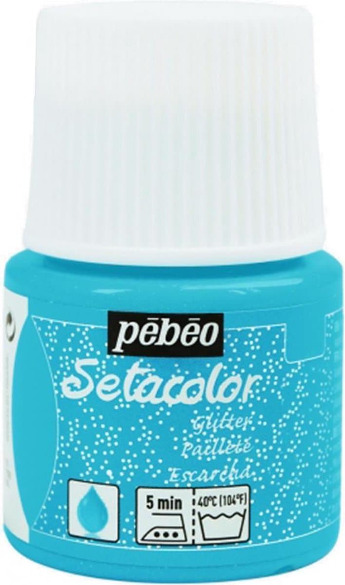Pébéo Setacolor Glitter Turquoise Textielverf - 45ml textielverf voor lichte stoffen — afbeelding 1