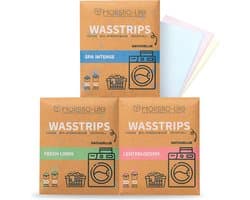 Wasstrips Proefpakket 3x20 Wasbeurten - Fresh Linen - Lentebloesem - Ocean Breeze - Incl. Wasverzachter – Wasmiddeldoekjes Wasdoekjes – Detergent sheets - Vegan