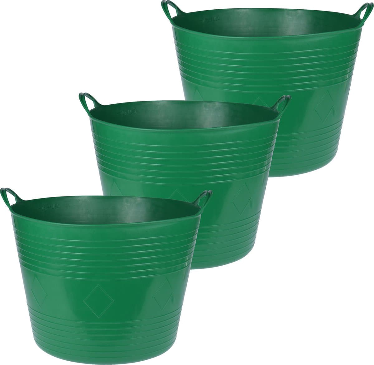 Excellent Houseware Flexibele emmer - 3x - donkergroen - 40 liter - kunststof - 45 x 37 cm — afbeelding 1