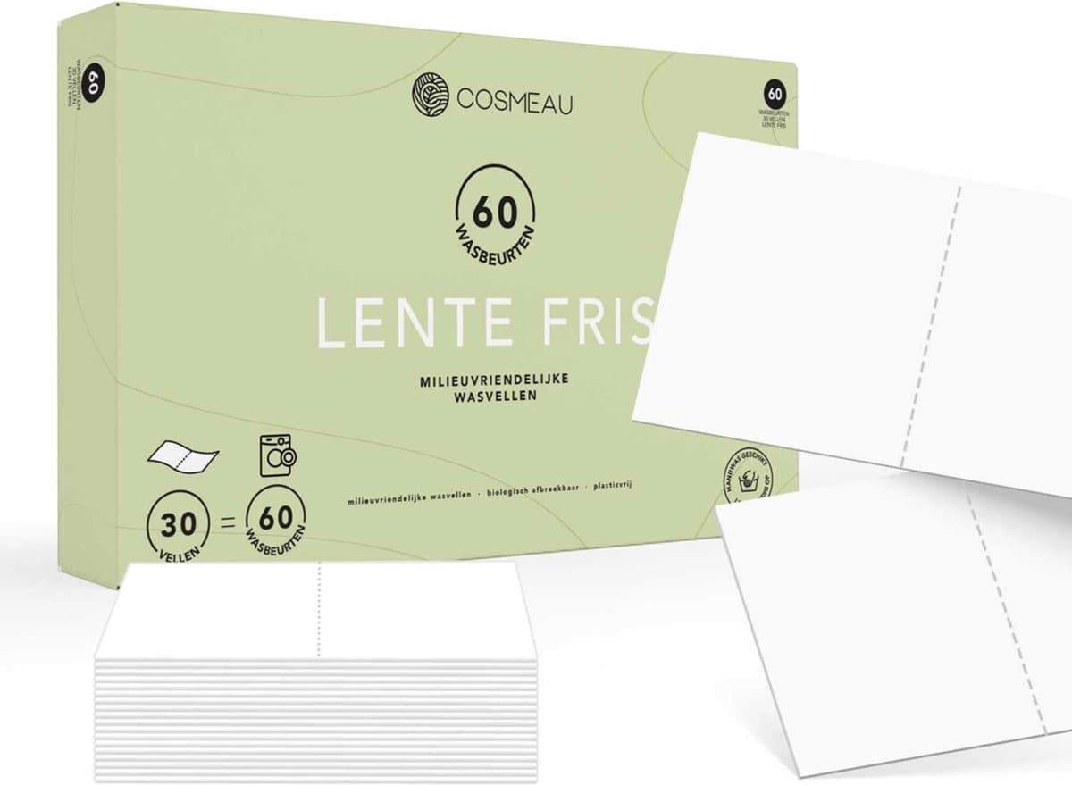 Cosmeau G5 Wasmiddeldoekjes 60 Wasbeurten Lentefris - Wasstrips - Wasvellen - Wasdoekjes - Detergent Sheets - Laundry Strips - Wasdoekjes - Cosmo Cosmea Kosmo — afbeelding 1