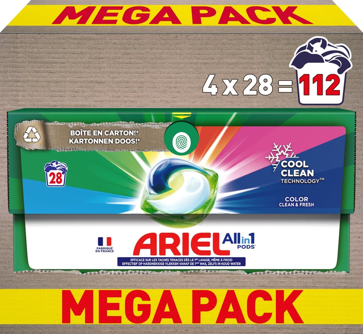 Ariel All-in-1 Wasmiddel Pods - Kleur - voordeelverpakking 4 x 28 Wasbeurten — afbeelding 1