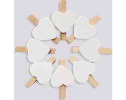Kleine houten mini knijpers - 10 STUKS - Knijpertjes - Fotoknijpers - Geboorte wasknijpers - 3 CM - Kaartknijpers - Foto knijpers - Knijper om foto's aan op te hangen - Fotohouder - Knijpers - Wasknijpers - Hartjes - Liefde - Polaroid - Valentijn