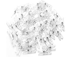FSW-Products - Kleine Mini Knijpers - 50 STUKS - Transparant - Knijpertjes - Fotoknijpers - Geboorte Wasknijpers - 2.5 CM - Kaartknijpers - Foto knijpers - Knijper om foto's aan op te hangen - Wasknijpers - Kerstkaart hangers - Polaroid - Decoratie