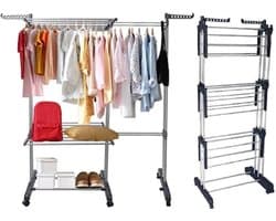 Wasrek Staand - Droogtoren Met Wieltjes - Droogrek Op Wieltjes - Wasrek Op Wieltjes