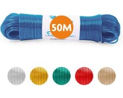 LaundrySpecialist Waslijn - Waslijndraad - Wasdraad - Waslijndraad met stalen kern - 50 meter met stalen kern - Blauw