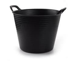 Plasticforte Emmer - flexibele kuip - zwart - kunststof - rond - 25 liter - 42 x 38 x 33 cm - wasmanden - tuinafval - speelgoed