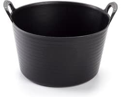 Plasticforte flexibele emmer/kuip - zwart - kunststof - rond - 56 liter - 60 x 53 x 38 cm - wasmanden - tuinafval - speelgoed